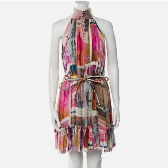 ZIMMERMANN Halterneck Ruffled Tiered Mini Dress - Picture 2 of 7